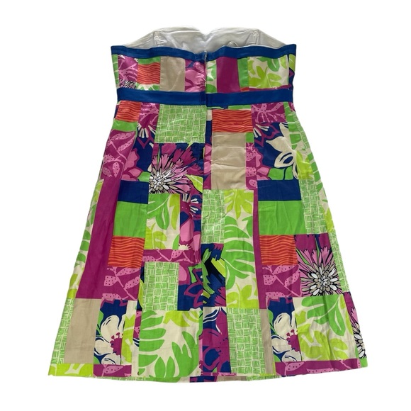 Lilly Pulitzer Strapless Patchwork Color Block Dress Pink Green Size 4 Vintage - Picture 8 of 14